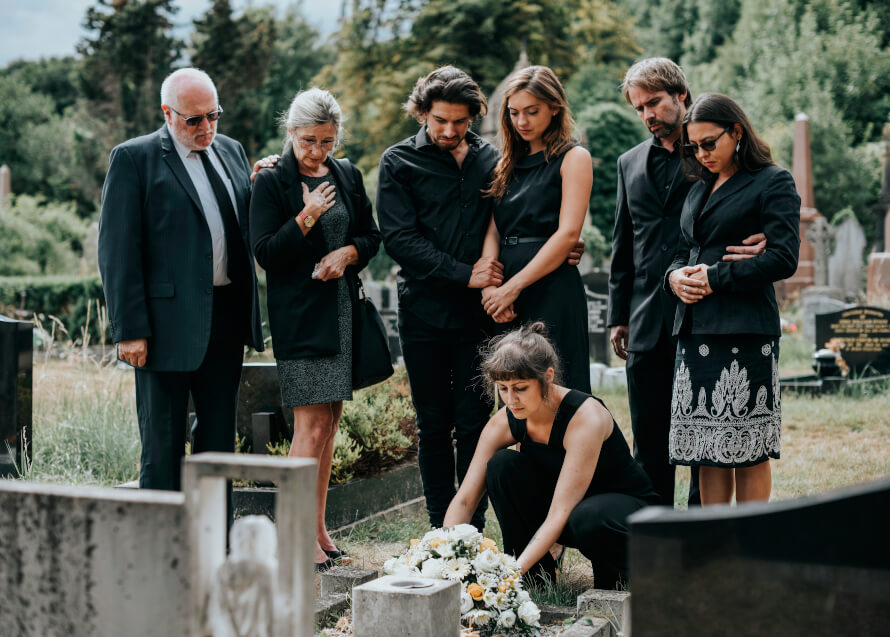 Rodzina na pogrzebie
