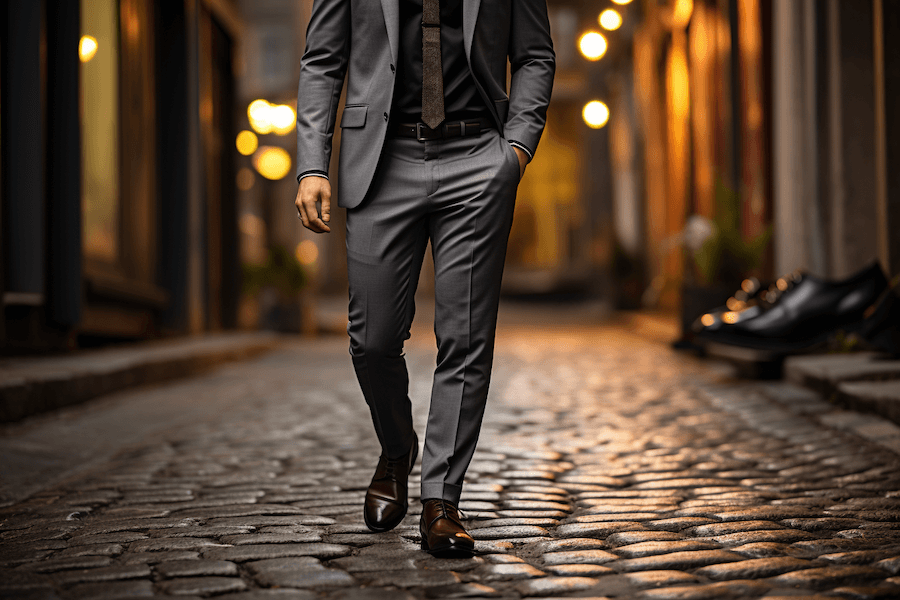 Elegancki garnitur męski i skórzane buty